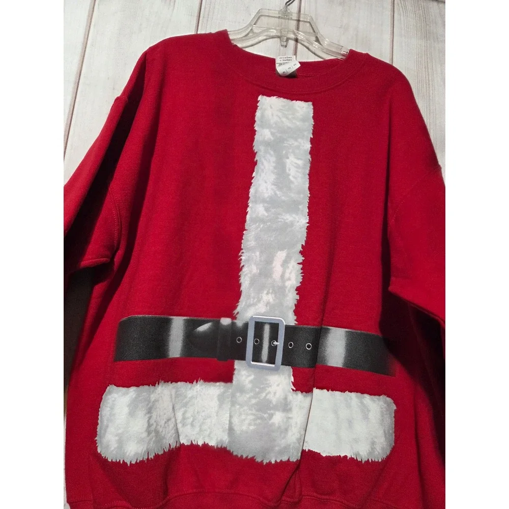 Gildan‎ Heavy Blend Mens XL Red Santa Claus Suit Graphic Christmas Sweatshirt - Picture 3 of 7